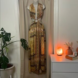 Luxxel Gold and Black Patterned Dress size S
